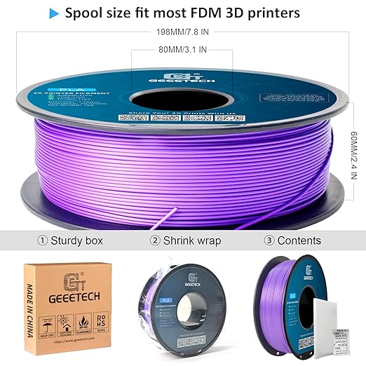 Geeetech Purple PLA 3D Printer Filament, 1kg Spool, Upgrade Tidy Winding - Image 6