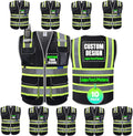 BeautyWill Custom Logo 10 Pockets Safety Vest Class2 ANSI Certified High by BeautyWill