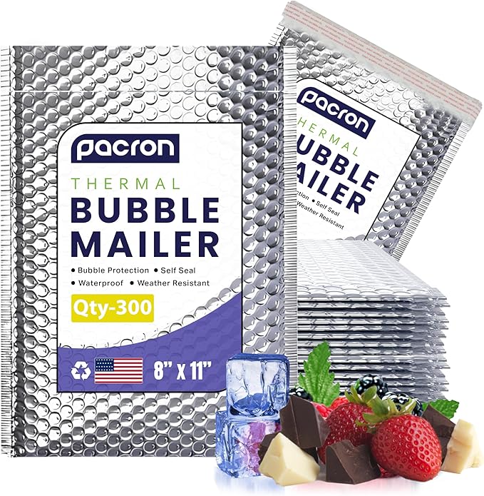300-Pack Insulated Silver Thermal Bubble Mailers 8 x 11 by Pacron