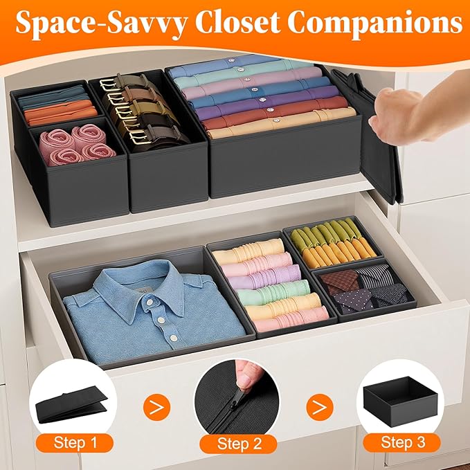 Drawer Organizer Clothes, 16 Pack Drawer Organizers and Underwear Organizer - Image 4
