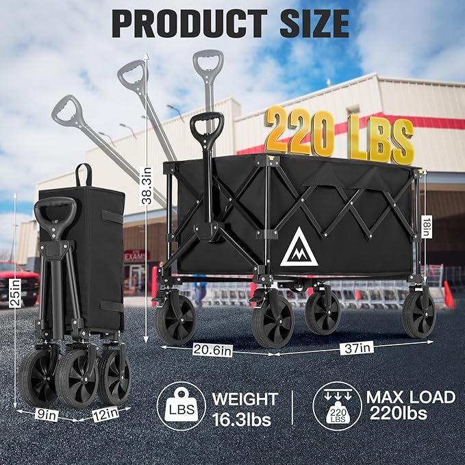 Wagon Cart Shopping Foldable Folding Collapsible - Image 2