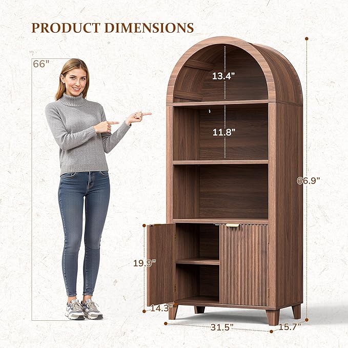 Arched Kitchen Pantry, 5-Tier Arched Cabinet - Image 2