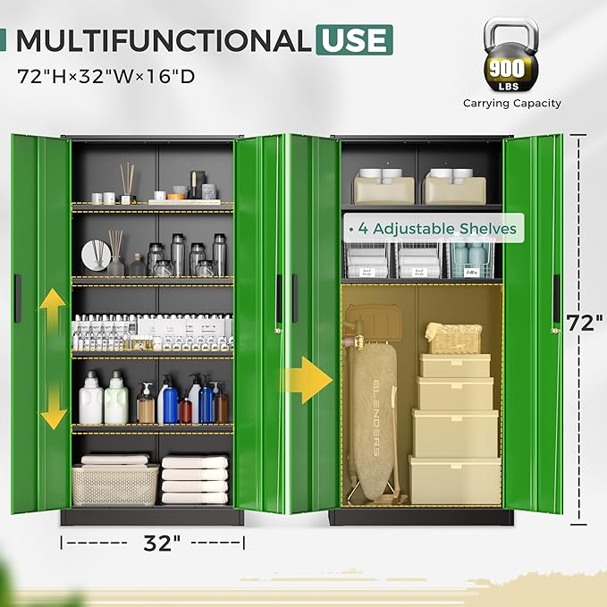 Greenvelly Metal Garage Storage Cabinet, Metal Tool Cabinets, Locking File - Image 6