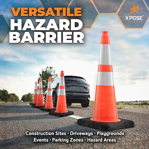 Xpose Safety 28 Inch Orange Slim Line Traffic Cones Heavy Duty 10lb - Image 6
