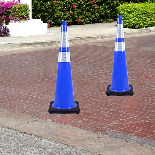 4 Pack 36 Inch Blue Traffic Cones Black Base, Tall Durable Safety Cones - Image 6