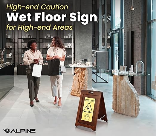 Wooden Caution Wet Floor Sign Slippery A-Frame - Image 6