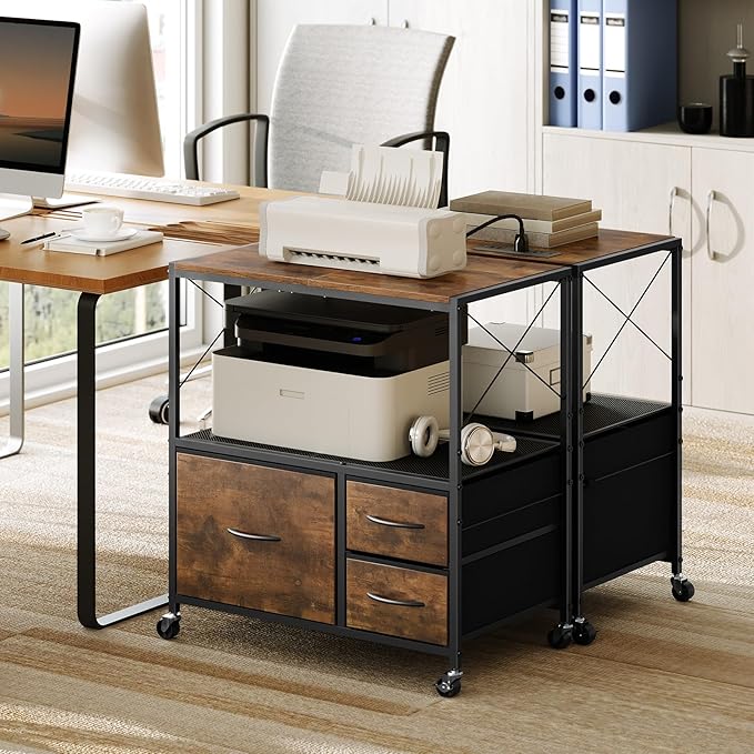 File Cabinet with Charging Station, 3 Drawer Lateral Filing Cabinet - Image 2
