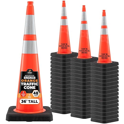 Xpose Safety 36 Inch Orange Slim Line Traffic Cones Heavy Duty 12lb by XposeSafety
