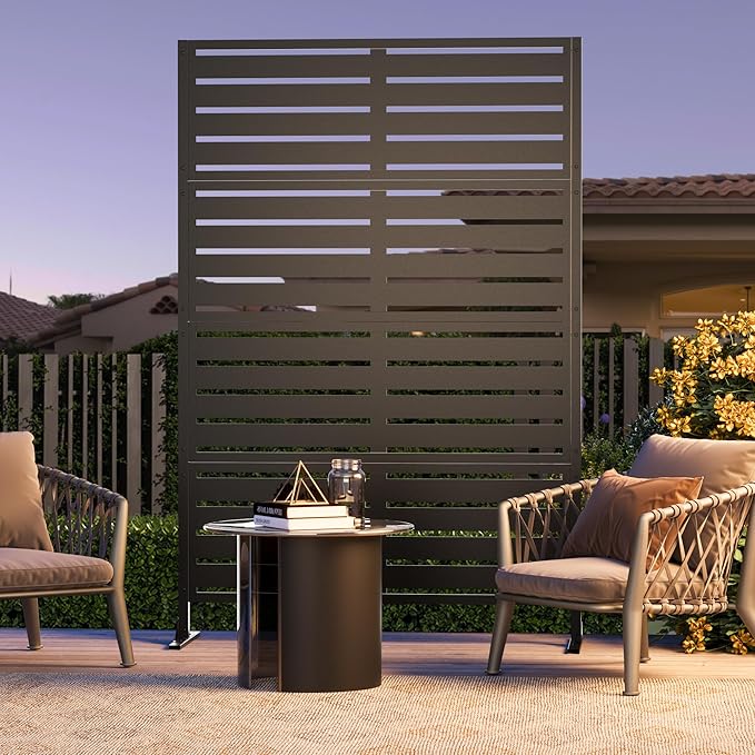 Modern Shade Metal Privacy Screen 72" H x 48" W, Freestanding Decorative - Image 2