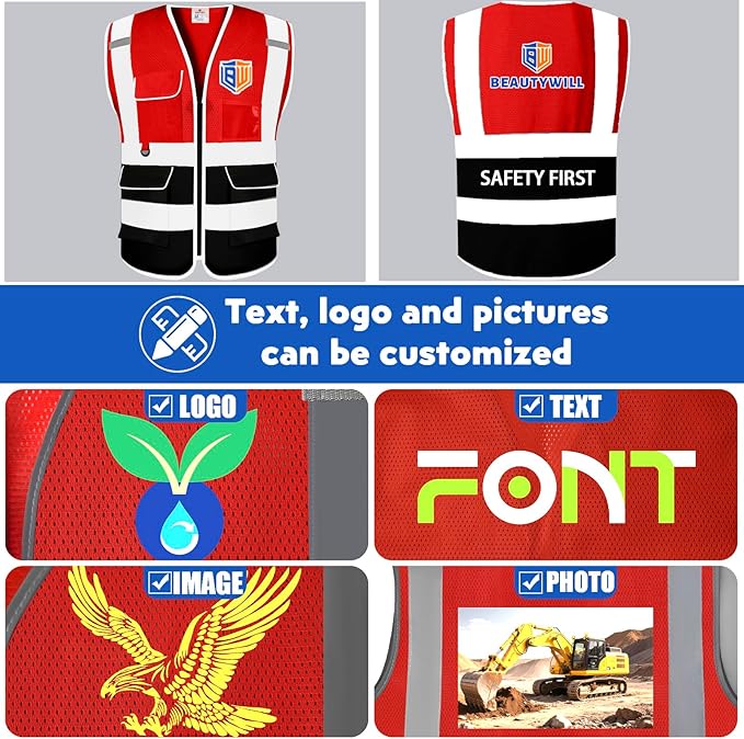 BeautyWill Custom Safety Vest Customized Logo Class 2 High Visibility - Image 5