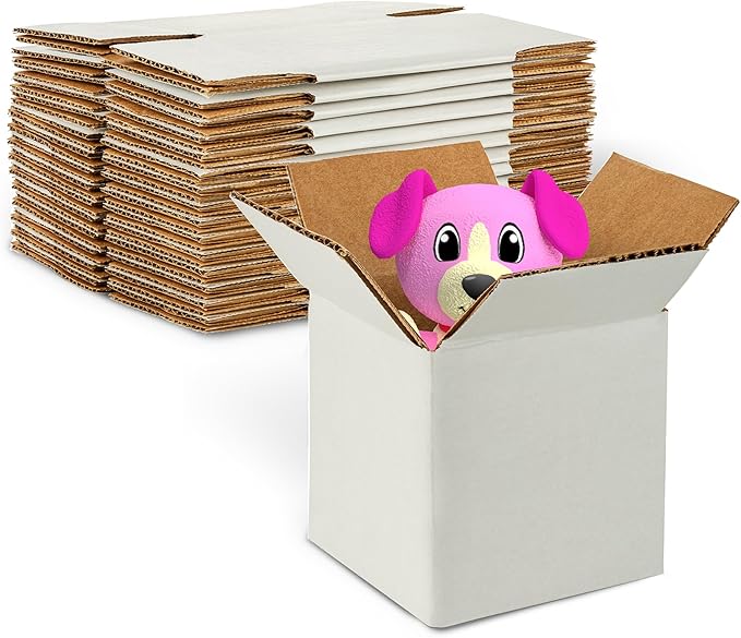 MT Products 4" x 4" x 4" Corrugated White Cardboard Shipping Boxes by MTProducts
