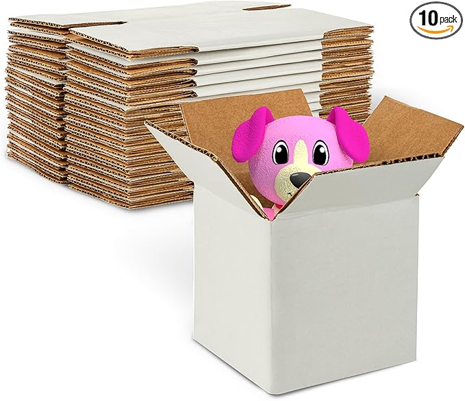 MT Products Sturdy White Corrugated Cardboard Shipping Boxes 5" x 5" x 5" by MTProducts