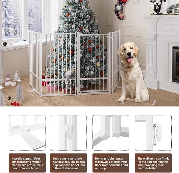 4 Panels Full Metal Freestanding Dog Gates - Image 5