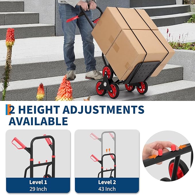 3 in 1 Industrial Convertible Stair Climbing Cart, 1000 LBS Capacity Folding - Image 7