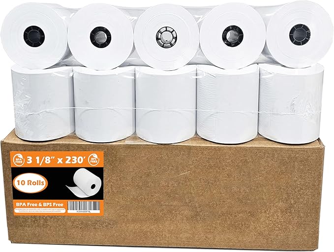 BPS Free & BPA Free Thermal Paper 3 1/8 x 230 Receipt Rolls fits all Clover POS - Image 2