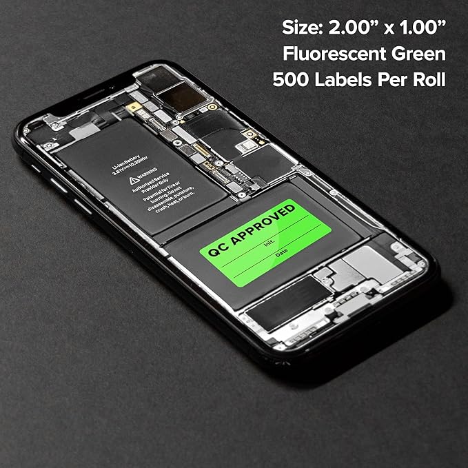 QC Approved Quality Control Labels, Bright Green, 500 Labels per Roll, - Image 5