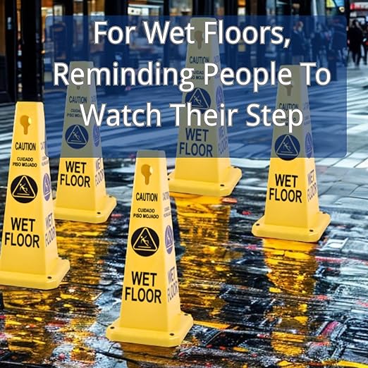 BESEA Caution Wet Floor Signs 4Pack Heavy Duty Caution Cones to Avoid Slipping - Image 5
