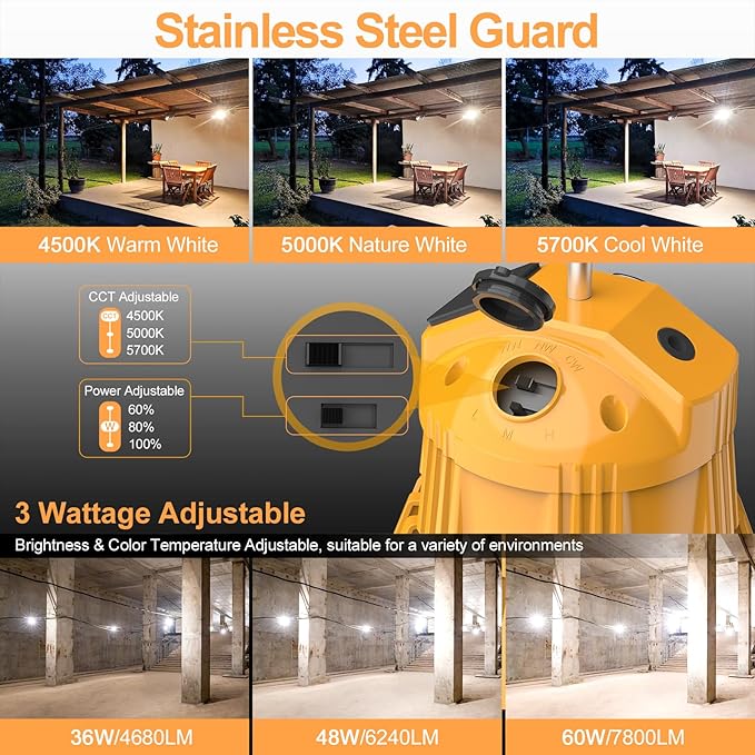 LED Construction Lights, Adjustable 60W/48W/36W Work Lights 5700K/5000K/4500K - Image 2