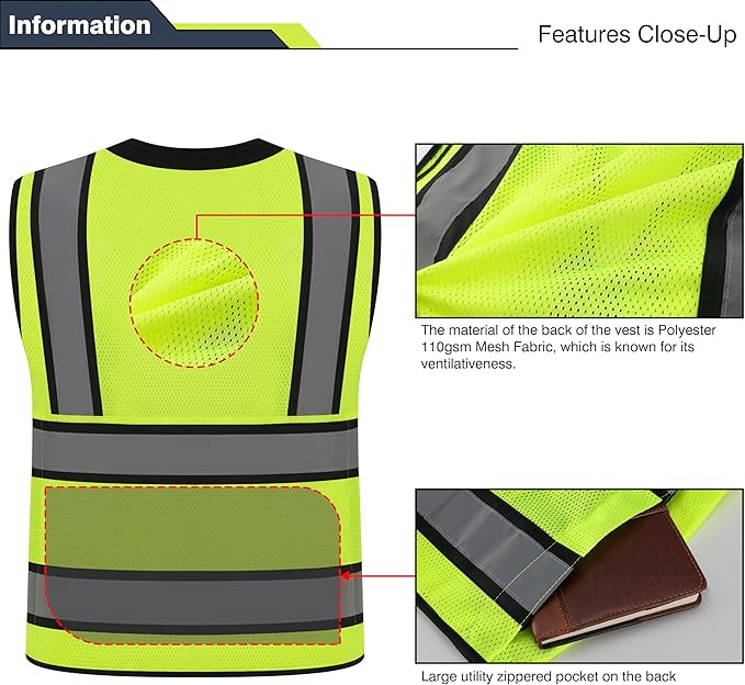 Class 2 High Visibility Reflective Safety Vests Women & Men - Image 3