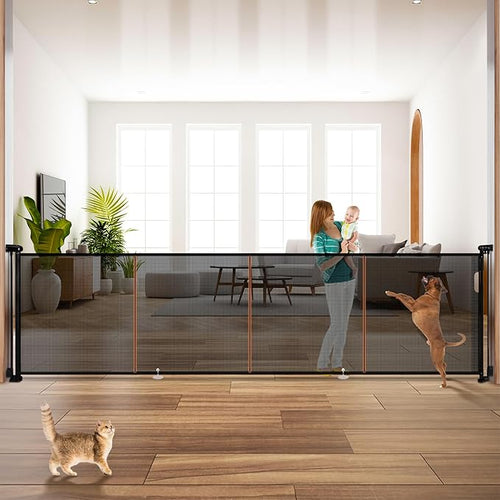 160" Retractable Baby Gates, Prevent from Crawling Underneath, Extra Wide Dog by Pravoluxmax