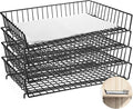 Hicarer 4 Pcs Metal Paper Tray 11 x 17 Inch Iron Wire Grid Desk File Document by Hicarer