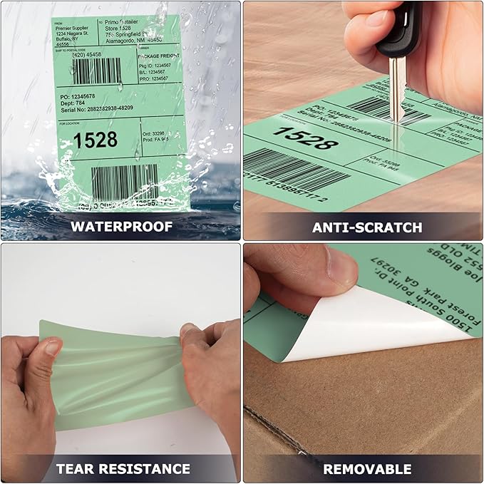 Green Direct Thermal Labels 4 × 6 Inch Vinyl Self-Adhesive Fanfold Shipping - Image 6