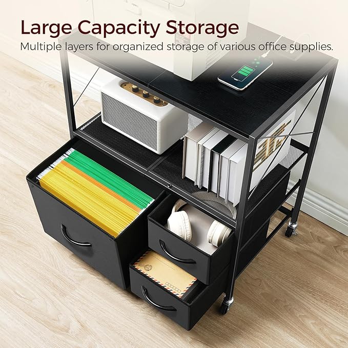 File Cabinet with Charging Station, 3 Drawer Lateral Filing Cabinet - Image 8