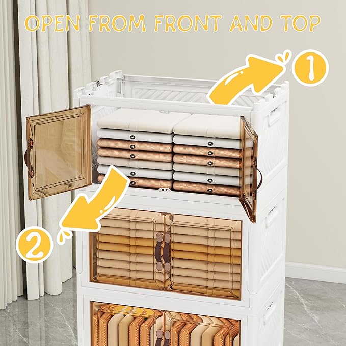 Storage Bins with 2 Lids and Wheels, 597QT-99.5QT*6Tier Collapsible Bathroom - Image 5