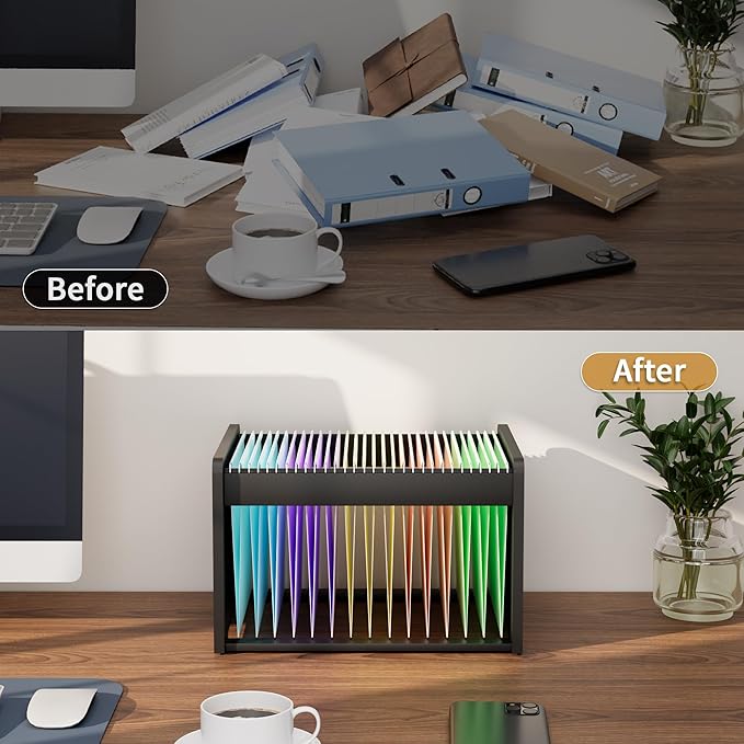 Bamboo Hanging File Organizer, Office Desk File Organizer - Image 3