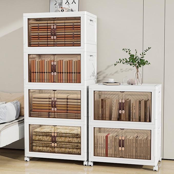 Storage Bins with 2 Lids and Wheels, 942QT-157QT*6Tier Collapsible Bathroom by Unknown