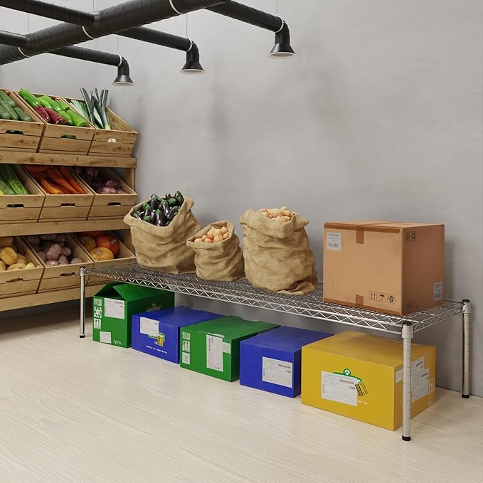 21''W x 72''L x 14''H Chrome Plated Wire Dunnage Rack | Off The Floor Storage - Image 2