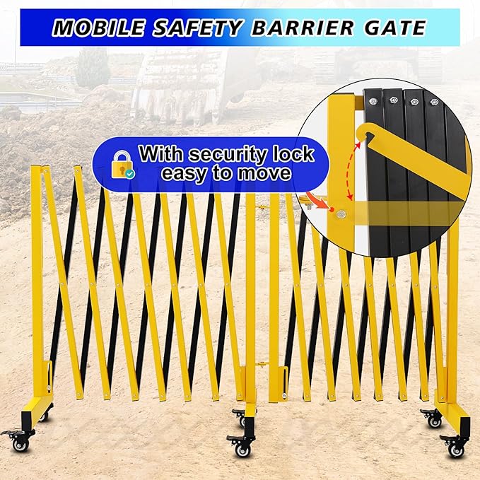 2 Set 16.8FT Industrial Metal Expandable Barricade，Retractable Traffic Fence - Image 4