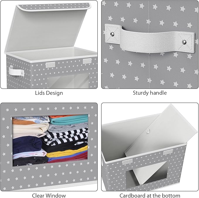 Univivi Fabric Foldable Storage Boxes Large Collapsible Stackable Storage Bins - Image 4