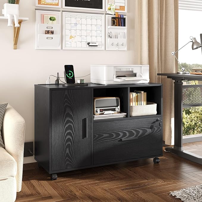 DEVAISE File Cabinet with Charging Station, 1-Drawer Lateral File Cabinets with - Image 2