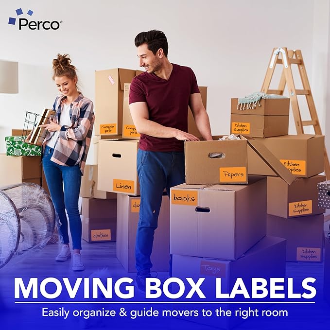 Perco Fluorescent Orange 3x5 Inch Perforated Sticker Labels — 150 Stickers/Roll - Image 3