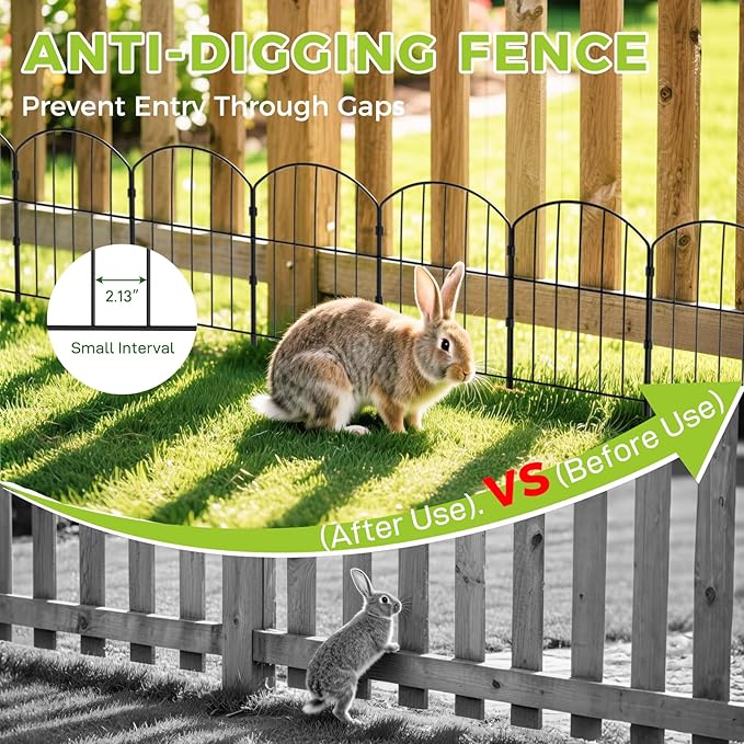 VANCASTLE Decorative Garden Fence Outdoor, Total 10.5ft x 24in, Rustproof Metal - Image 4