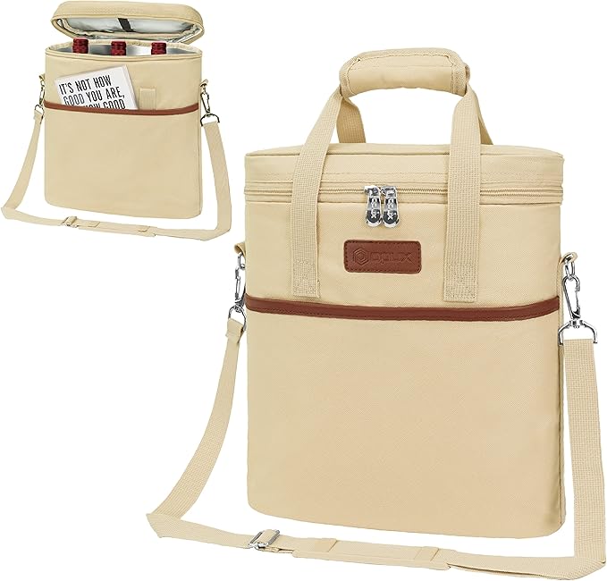 Opux 3 Bottle Insulated Leakproof Wine Cooler Bag, Tote - Image 8