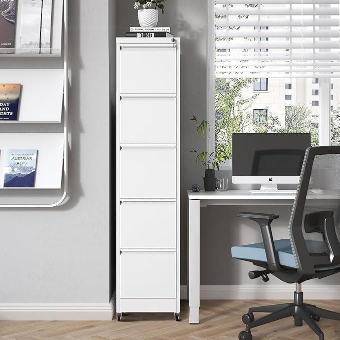 5 Drawer Mobile File Cabinet, Metal Filing Cabinet - Image 2