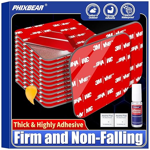 Double Sided Sticky Pads, Made of 3M VHB, Strong Adhesive Tape Squares Heavy by PHIXBEAR