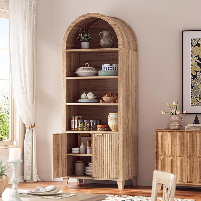 79.9" Tall Arched Pantry Cabinet, 6-Tier Arched Cabinet - Image 9