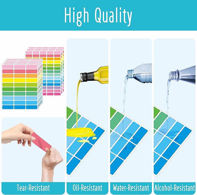360 PCS Removable Labels, 14 Colors Self-Adhesive Rectangular Stickers - Image 3