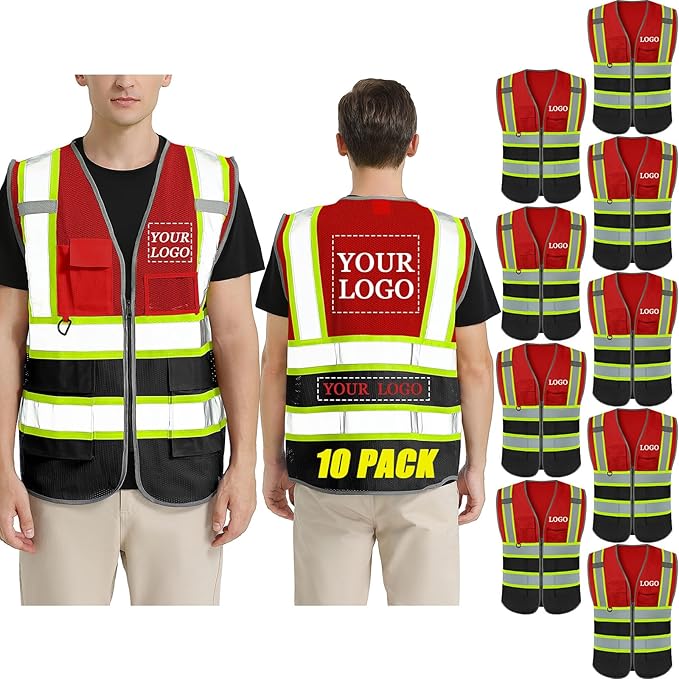 BeautyWill Custom Logo Safety Vest Class 2 High Visibility Reflective Vest by BeautyWill