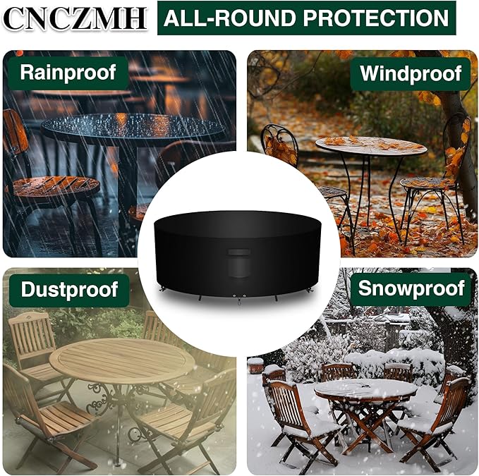 Heavy Duty Patio Furniture Covers Waterproof, 600D Round Outdoor Furniture - Image 6