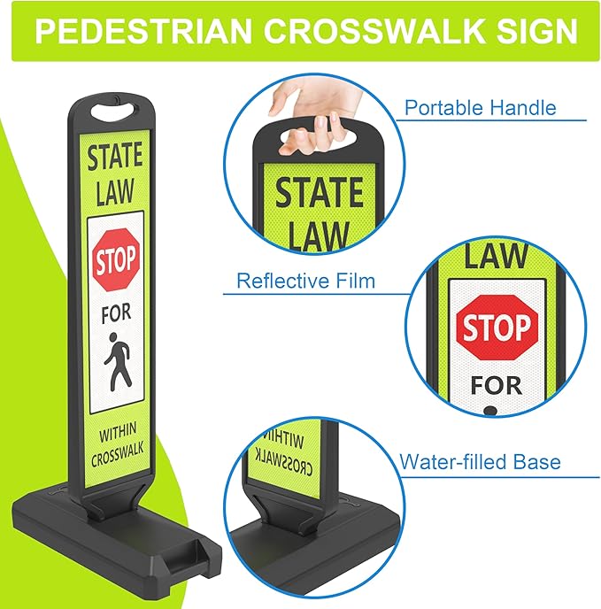 OrangeStar 43" Pedestrian Crossing and Stop Sign, Traffic Control - Image 3