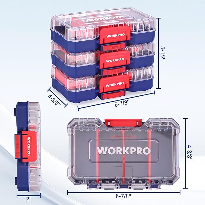 WORKPRO Small Parts Organizer 3 Pieces, Portable Stackable Hardware Storage Case - Image 2