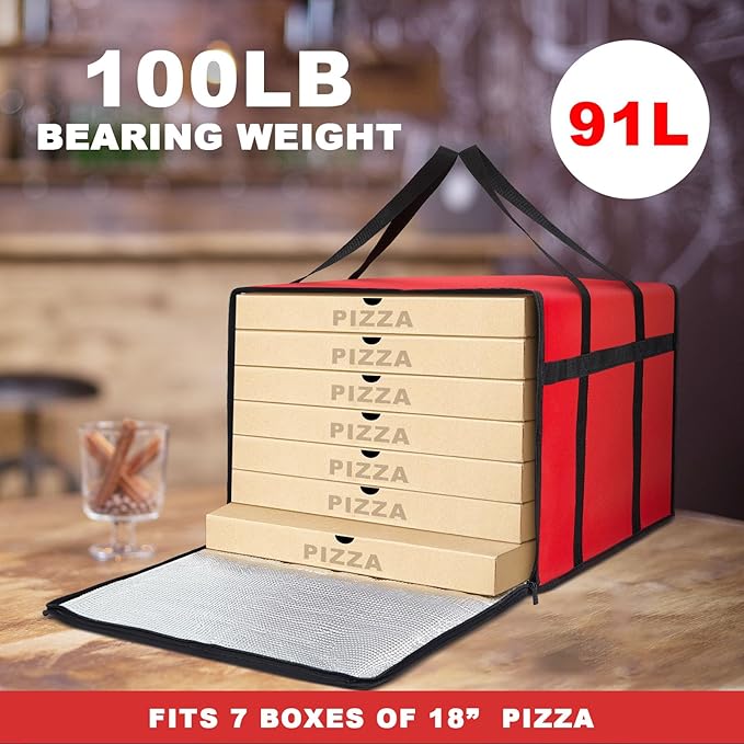 Maxcheck 4 Pcs Insulated Pizza Delivery Bag 20 x 20 x 14 Inch Pizza Warmer Bag - Image 4