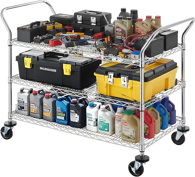 Finnhomy 3-Tier Commercial Grade Rolling Cart, Heavy Duty Utility Carts - Image 2