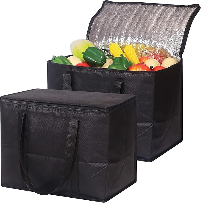 Set of 2 Large Insulated Reusable Grocery Bags by DIOMMELL