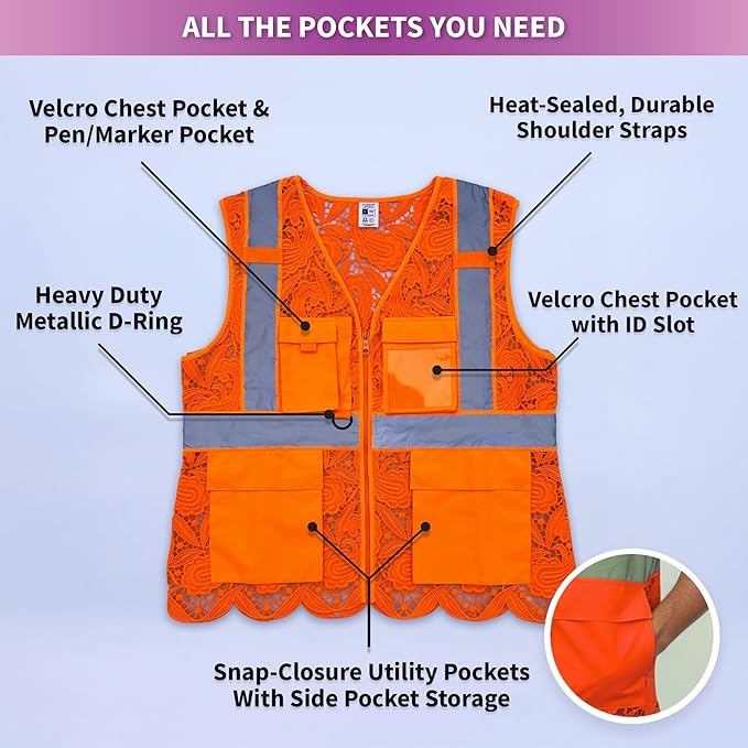 Lace-Mesh Safety Vest for Women & Men - Image 5