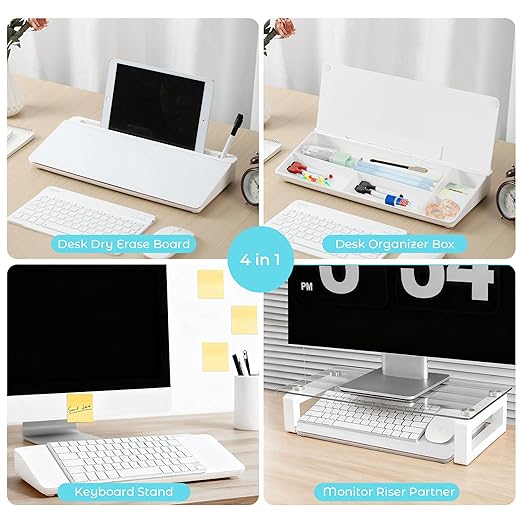 Glass Desktop Whiteboard with Storage, Desk Dry Erase Board Small White Board - Image 7